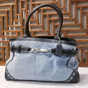 Suede Blue Coach Shoulder-Bag